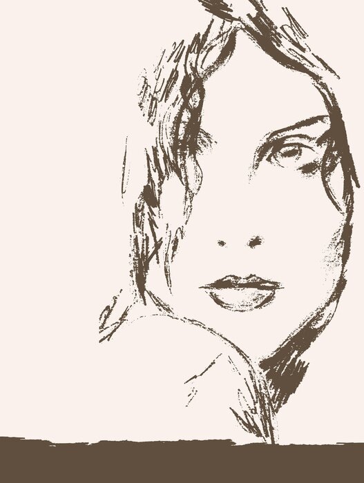 Papier peint  Esquisse d'un visage de femme