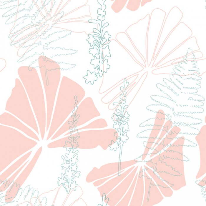 Papier peint  Esquisse de feuilles colorées