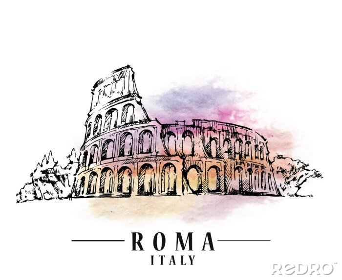 Papier peint  Esquisse des Roms. Illustration capitale italienne.