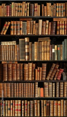 Papier peint  Étagères en bois avec de vieux livres