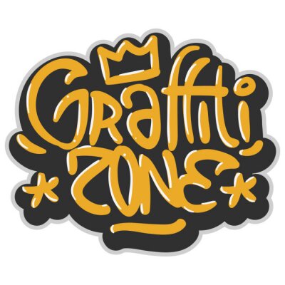 Étiquette associée au hip-hop Infographie sur le label Graffiti Logo Logo Lettrage pour t-shirt ou autocollant sur un fond blanc. Image vectorielle