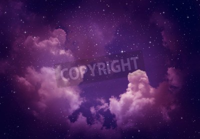 Papier peint  Étoiles et nuages violets