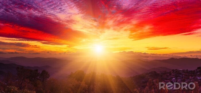 Papier peint  Étonnant, montagne, paysage, coloré, vivement, Coucher soleil, clair, ciel, naturel ...