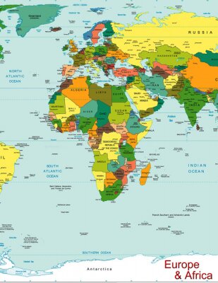 Europe Afrique world map pays continent