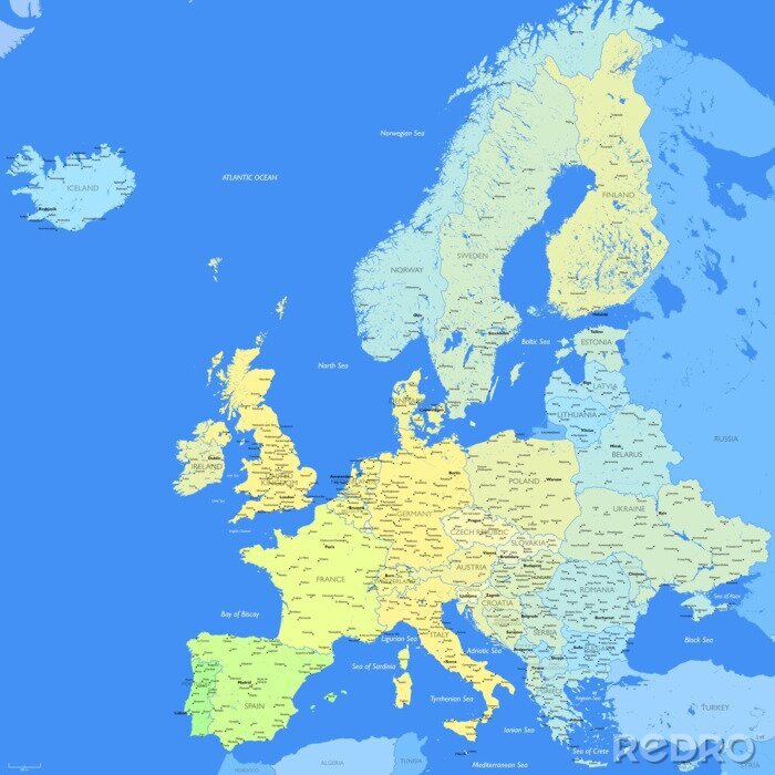 Papier peint  Europe map couleur
