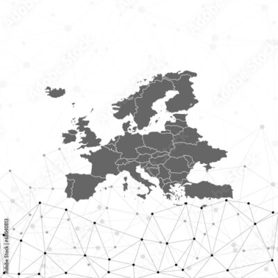 Papier peint  Europe vector carte de fond, illustration de la communication