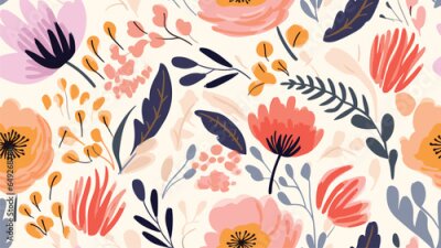 Papier peint  Exotic abstract tropical pattern with strelitzia flower or bird of paradise. Colorful botanical abstract contemporary seamless pattern