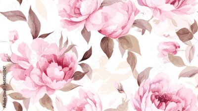 Papier peint  Exotic abstract tropical pattern with strelitzia flower or bird of paradise. Colorful botanical abstract contemporary seamless pattern