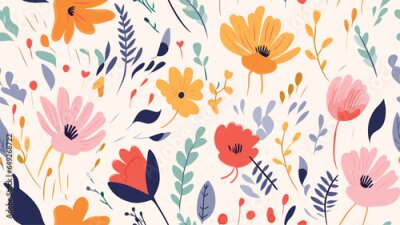 Papier peint  Exotic abstract tropical pattern with strelitzia flower or bird of paradise. Colorful botanical abstract contemporary seamless pattern