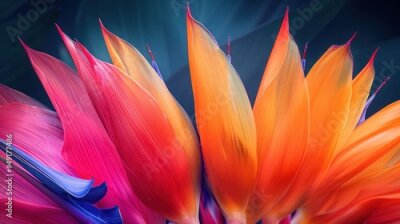 Papier peint  Exotic Beauty: Close-Up of Strelitzia Blossom, Bird of Paradise Flower, with Vibrant Colors, Unique Shape, and Intricate Details