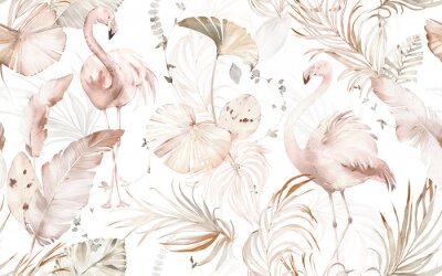 Papier peint  Exotiques et flamants roses