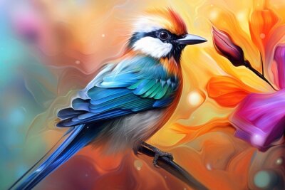 Papier peint  Experience the Radiant Charm: An Exquisite Close-Up of the Bird of Paradise Flower! Generative AI