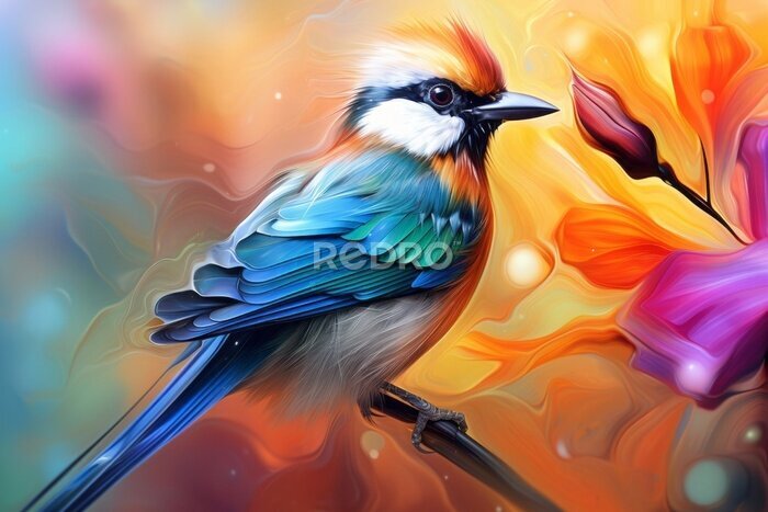 Papier peint  Experience the Radiant Charm: An Exquisite Close-Up of the Bird of Paradise Flower! Generative AI