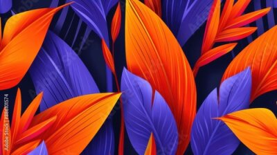 Papier peint  Explore a lavish collection of premium tropical flowers in a stunning seamless pattern with a vintage, handdrawn twist.