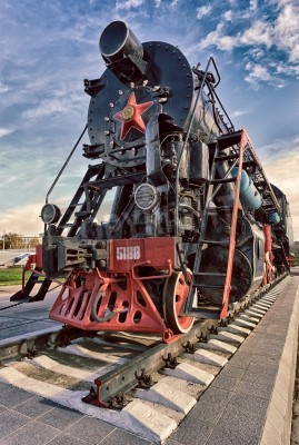 Papier peint  Exposition avec train à vapeur d'époque