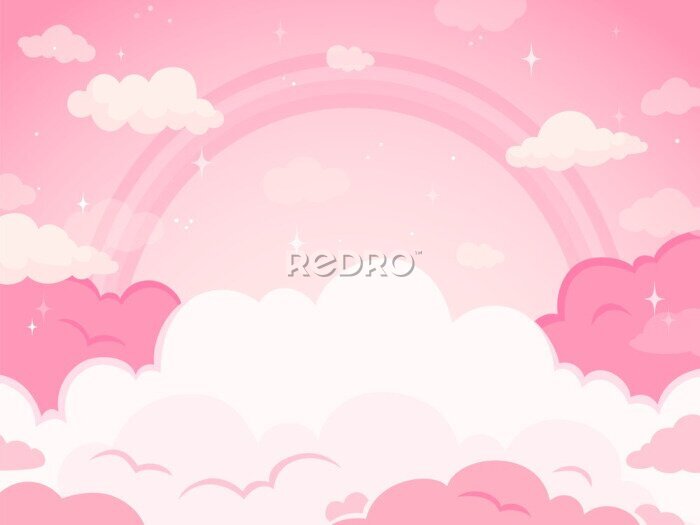 Papier peint  Fabuleux ciel rose avec des nuages