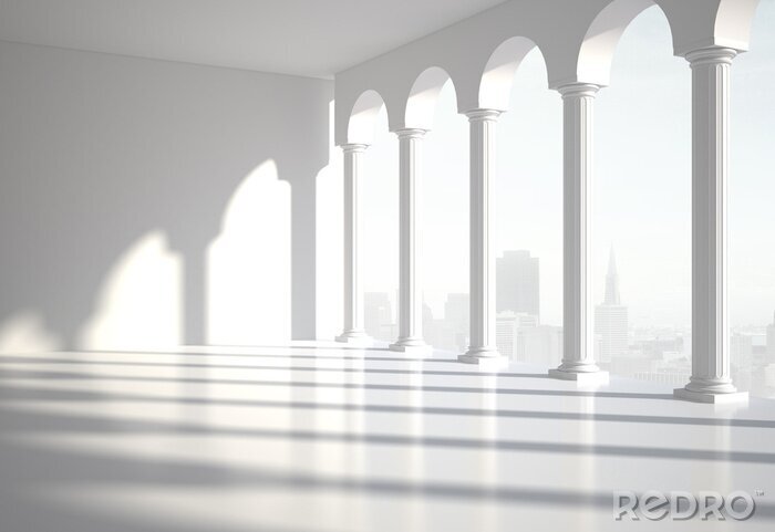 Papier peint  Façade avec des colonnes et effet de profondeur