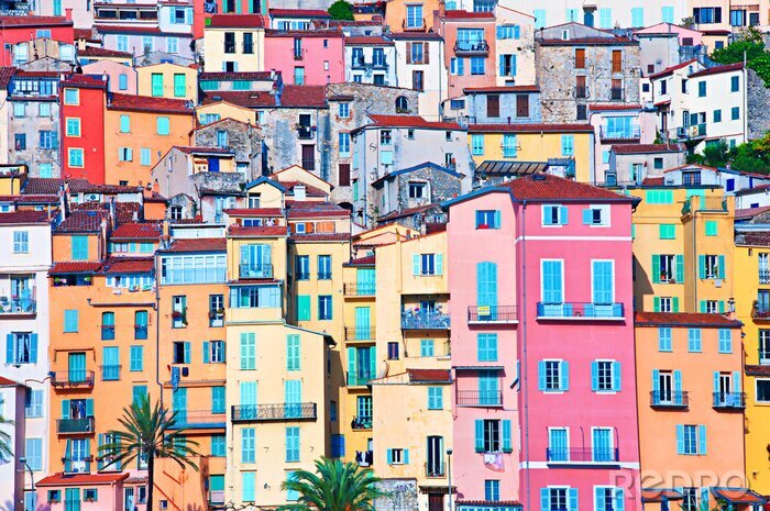 Papier peint  Façades colorées de maisons en France