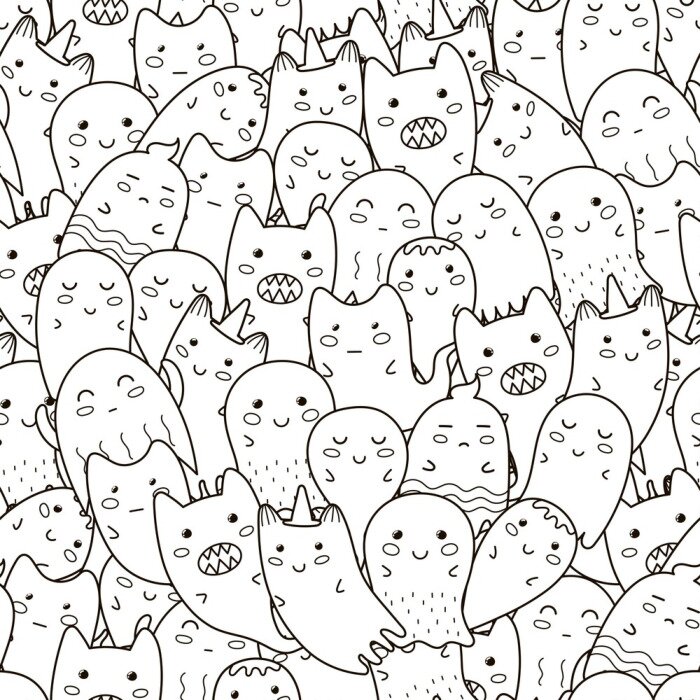 Papier peint  Fantômes et monstres en noir et blanc