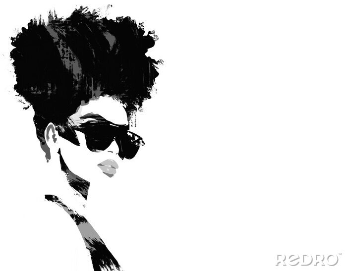 Papier peint  Femme à lunettes avec un afro