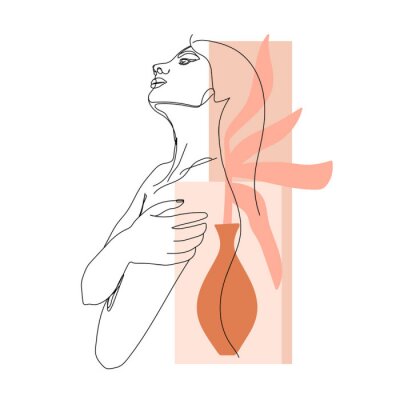 Papier peint  Femme abstraite avec formes géométriques