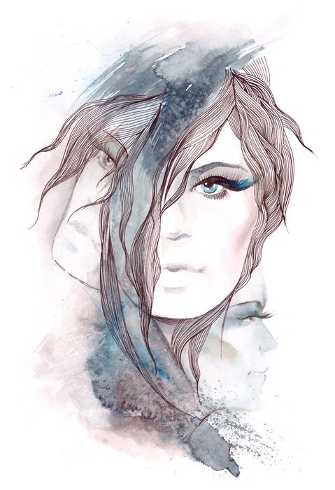 Papier peint  Femme aquarelle