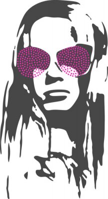 Papier peint  Femme avec des lunettes roses