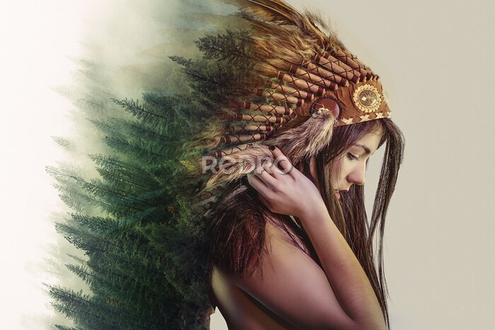 Papier peint  Femme avec un panache abstrait