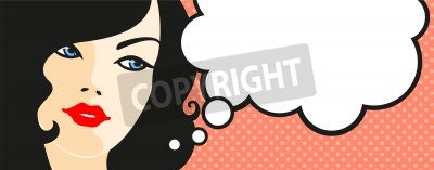 Papier peint  Femme avec une bulle de BD vide