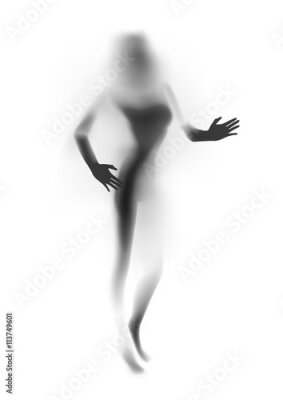 Papier peint  Femme derrière une vitre laiteuse