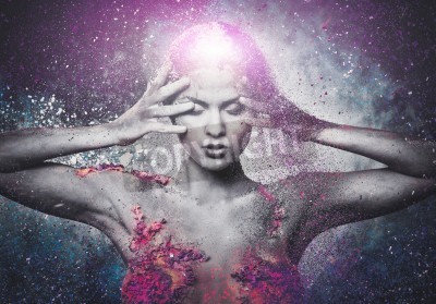 Papier peint  Femme et fond abstrait