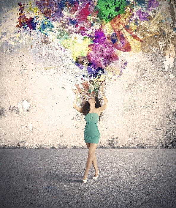 Papier peint  Femme et fond coloré