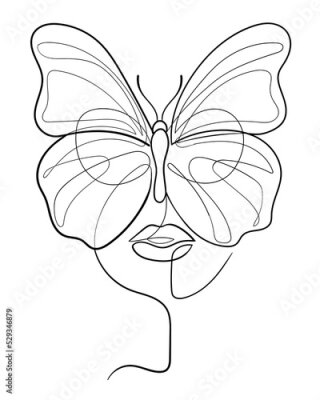 Papier peint  Femme papillon