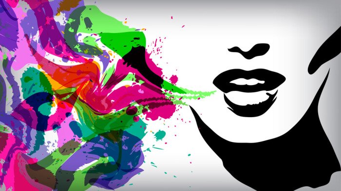 Papier peint  Femme parlant, la mode concept de fond