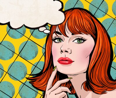 Papier peint  Femme pop art tirée d'une bande dessinée