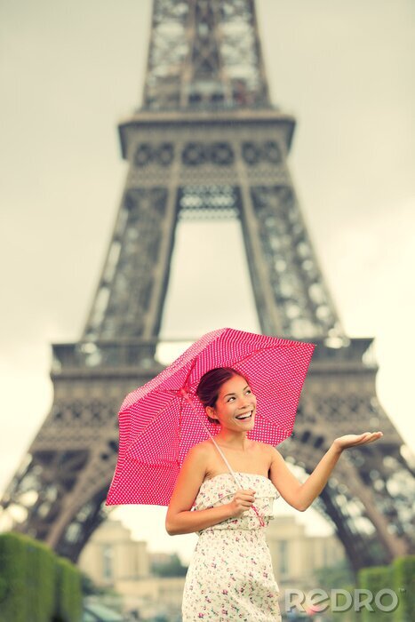 Papier peint  Femme sous la Tour Eiffel