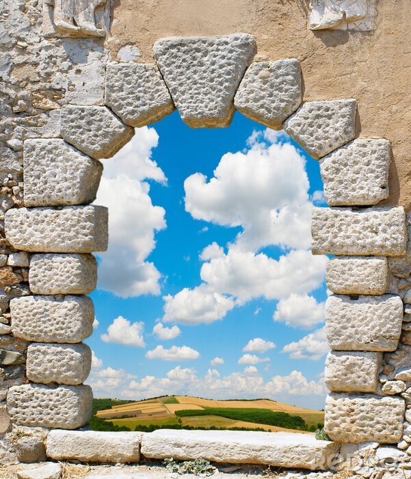 Papier peint  Fenêtre avec des pierres