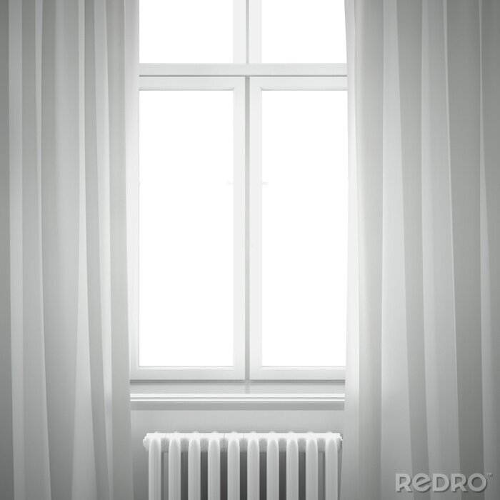 Papier peint  Fenêtre avec rideaux