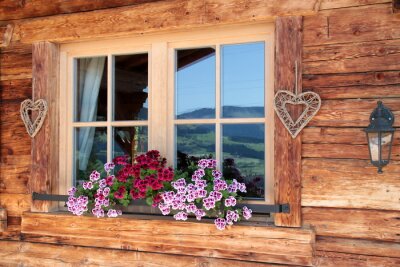 Papier peint  Fenêtre d'une cabane en bois