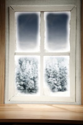 Papier peint  Fenêtre de Noël avec de la neige