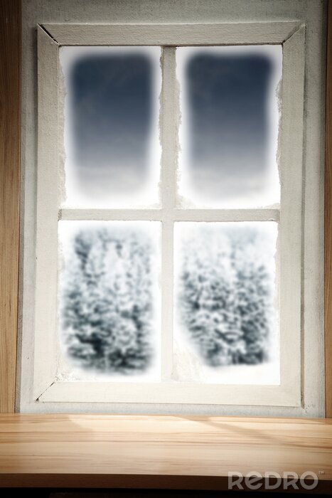 Papier peint  Fenêtre de Noël avec de la neige