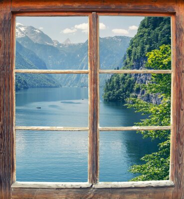 Papier peint  Fenêtre donnant sur le lac Königssee