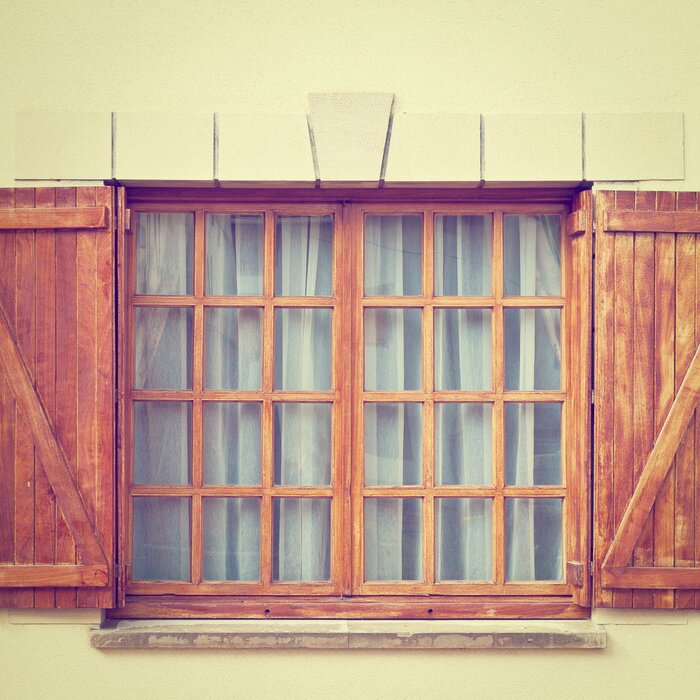 Papier peint  Fenêtre en bois et en pierre