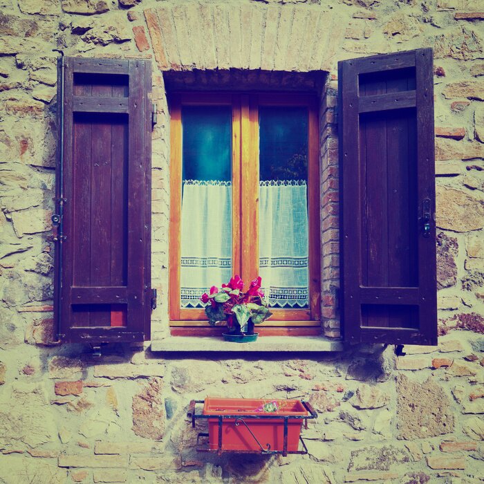 Papier peint  Fenêtre ouverte avec des volets