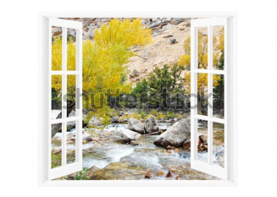 Papier peint  Fenêtre ouverte avec une belle nature sur un fond