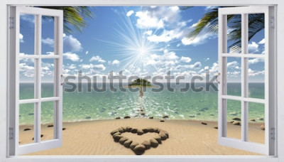 Papier peint  Fenêtre ouverte avec vue sur la mer