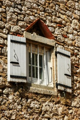 Papier peint  Fenêtre sur une maison en pierre
