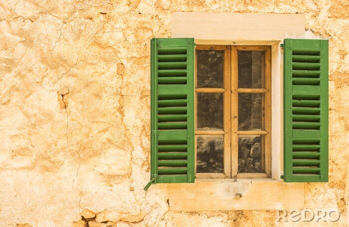 Papier peint  Fenêtre verte en bois