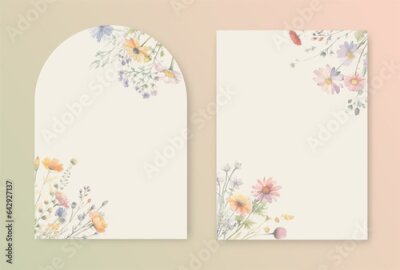 Papier peint  Festive template for invitations, celebrations and birthdays with watercolor illustration wild herbs and flowers.