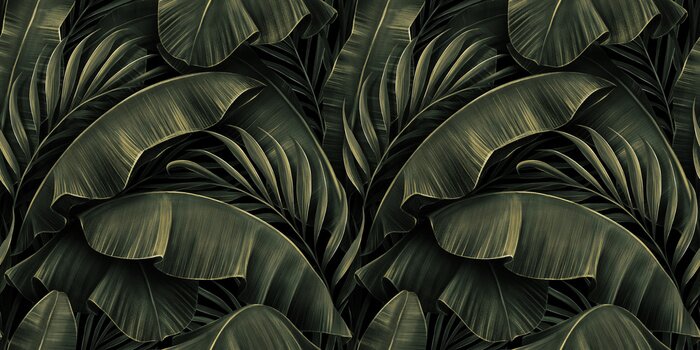 Papier peint  Feuilles 3D texture tropicale verte